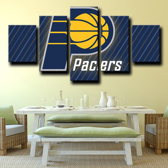five piece canvas wall art prints Pacers logo emblem live room decor-1212 (2)