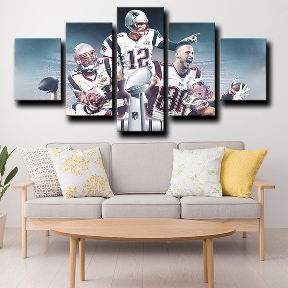 five piece canvas wall art prints Patriots teammates live room decor-1215 (1)