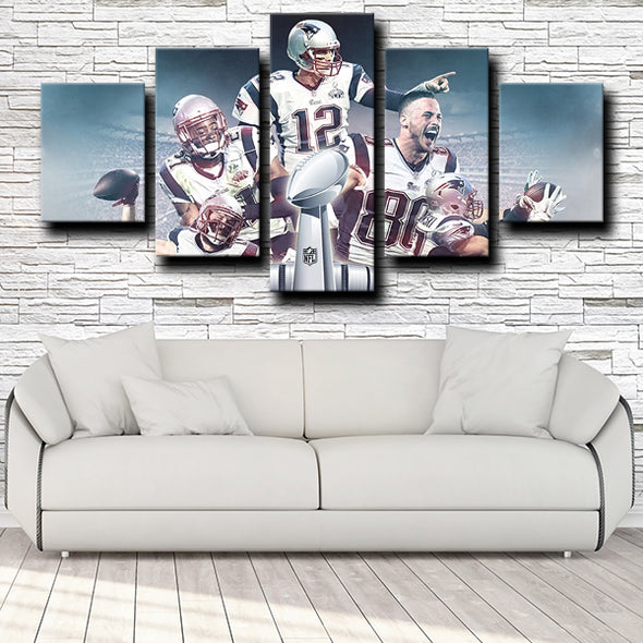five piece canvas wall art prints Patriots teammates live room decor-1215 (4)