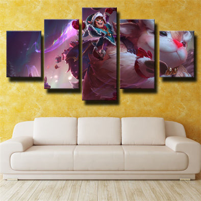 five piece modern art framed print League of Legends Nunu wall decor-1200 (1)