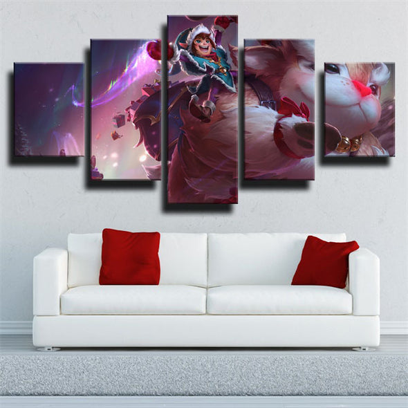 five piece modern art framed print League of Legends Nunu wall decor-1200 (2)
