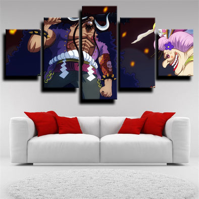 five piece modern art framed print One Piece Kaido live room decor-1200 (1)