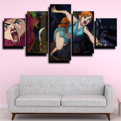 five piece modern art framed print One Piece Nami live room decor-1200 (1)