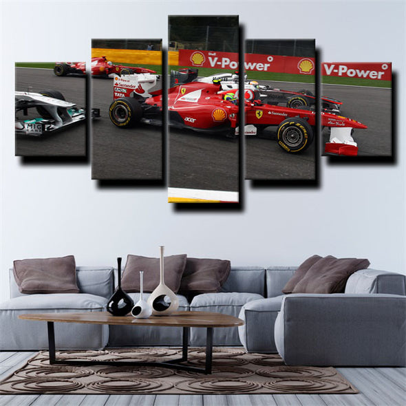 five piece wall art canvas prints Formula 1 Car Ferrari home decor-1200 (1)