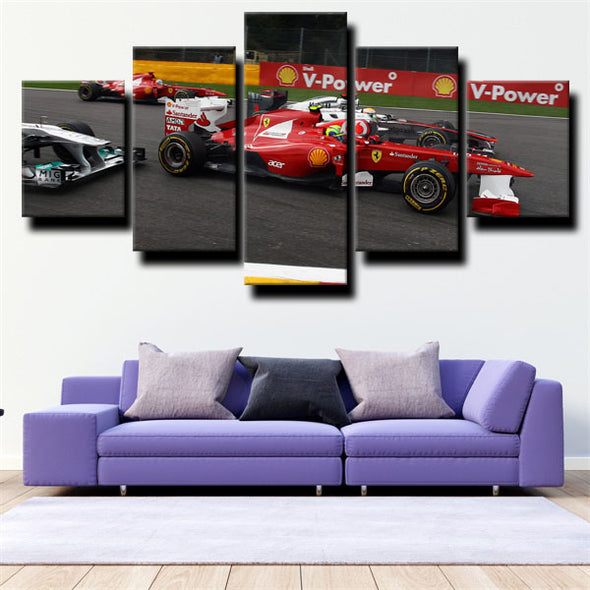 five piece wall art canvas prints Formula 1 Car Ferrari home decor-1200 (2)