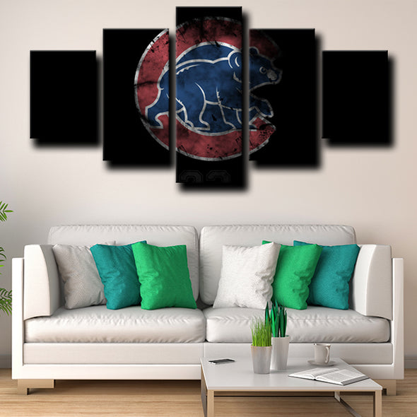 five piece wall art prints Chicago Bears Logo Emblem live room decor-1220 (3)