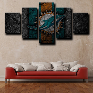 five piece wall art prints Dolphins Logo Dark decor picture-1234 (1)