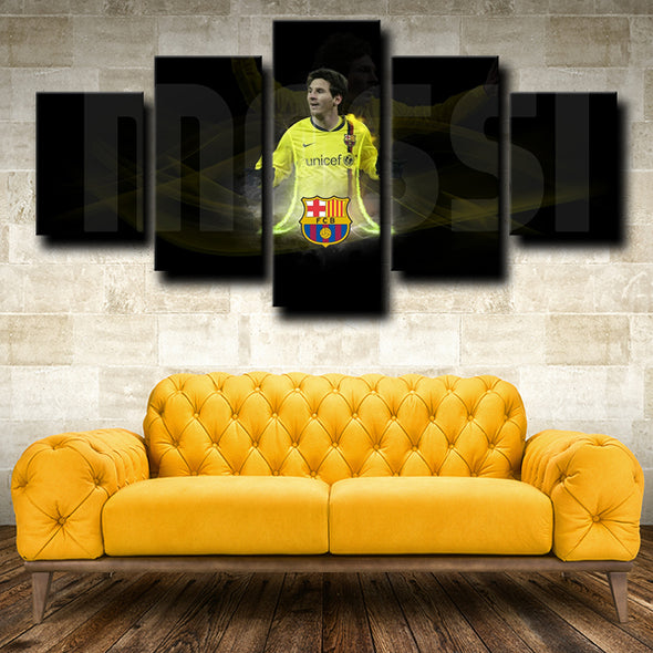 five piece wall art prints FC Barcelona Messi decor picture-1225 (1)