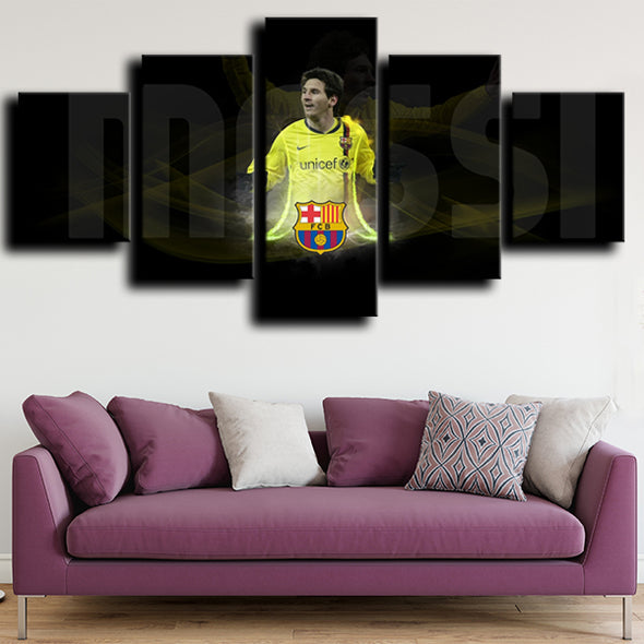 five piece wall art prints FC Barcelona Messi decor picture-1225 (2)