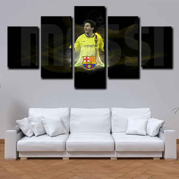five piece wall art prints FC Barcelona Messi decor picture-1225 (3)
