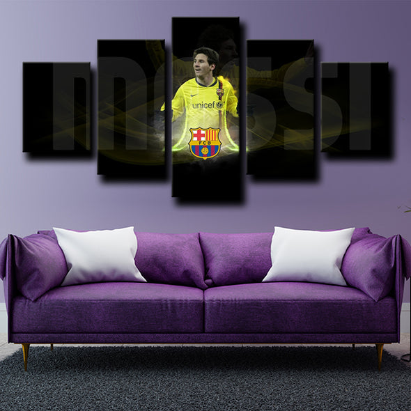 five piece wall art prints FC Barcelona Messi decor picture-1225 (4)
