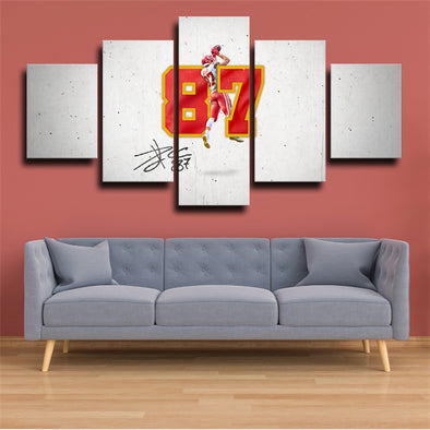 five panel wall art canvas prints KC Chiefs Travis Kelce home decor-40 (1)