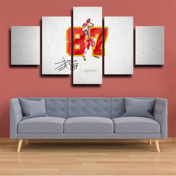 five panel wall art canvas prints KC Chiefs Travis Kelce home decor-40 (1)