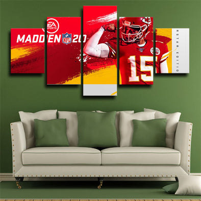 five piece modern art framed print Chiefs Patrick Mahomes wall picture-30 (1)