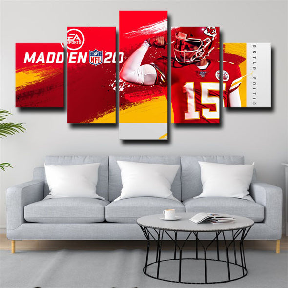 five piece modern art framed print Chiefs Patrick Mahomes wall picture-30 (2)