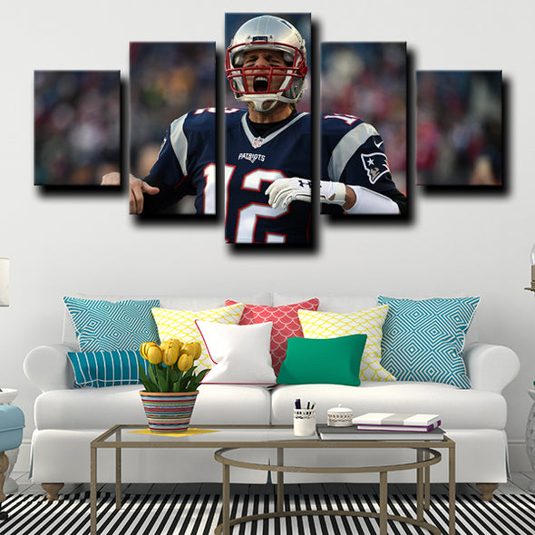 large 5 piece canvas wall art prints Patriots Brady decor picture-1207 (3)