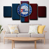 wall art 5 panel 76ers logo crest red and blue art home decor-1201 (1)