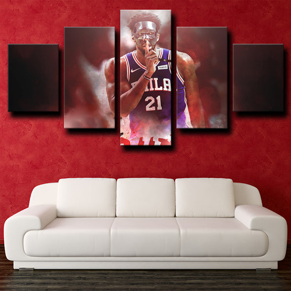 wall canvas 5 piece 76ers Embiid red art decor picture-1203 (2)