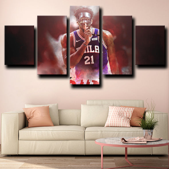 wall canvas 5 piece 76ers Embiid red art decor picture-1203 (4)