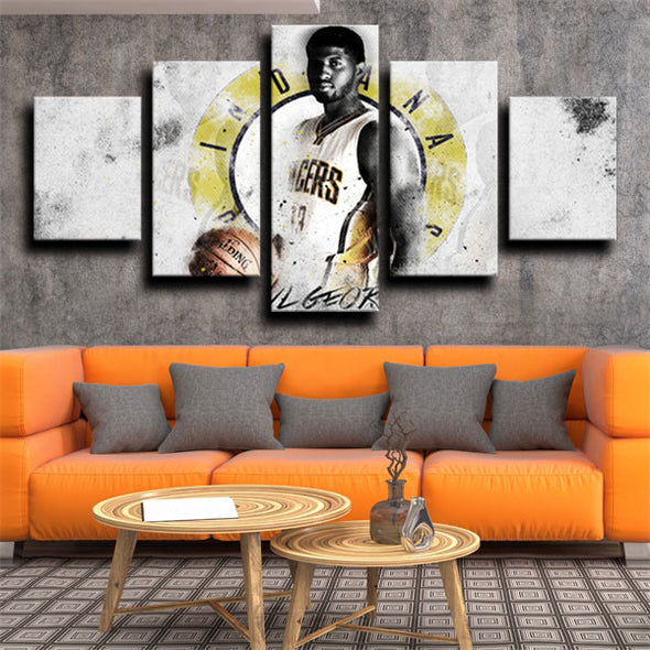 wall canvas 5 piece art prints Indiana Pacers Paul George Room decor-1228 (3)