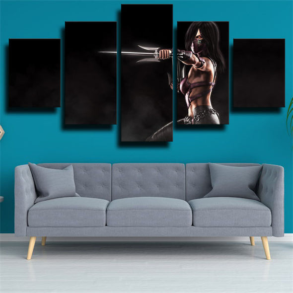 wall canvas 5 piece art prints Mortal Kombat X Mileena decor picture-1535 (2)