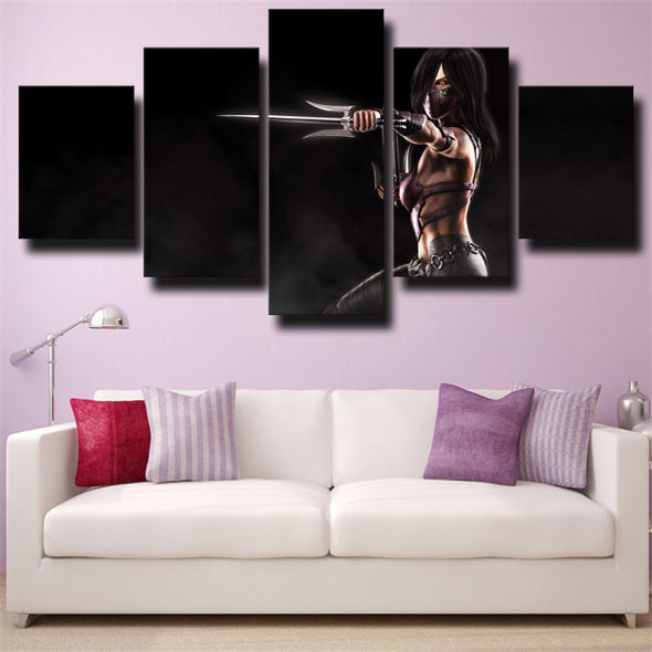 wall canvas 5 piece art prints Mortal Kombat X Mileena decor picture-1535 (3)