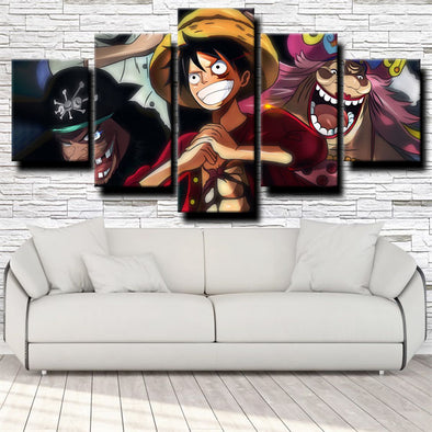 wall canvas 5 piece art prints One Piece Monkey D. Luffy decor picture-1200 (1)