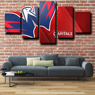 wall canvas 5 piece art prints Washington Capitals logo decor picture-1207 (1)
