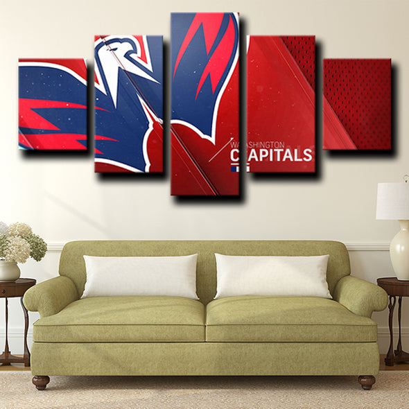 wall canvas 5 piece art prints Washington Capitals logo decor picture-1207 (3)