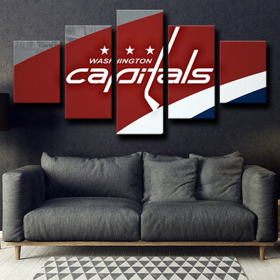 wall canvas 5 piece custom prints Washington Capitals Logo wall decor-1217 (1)