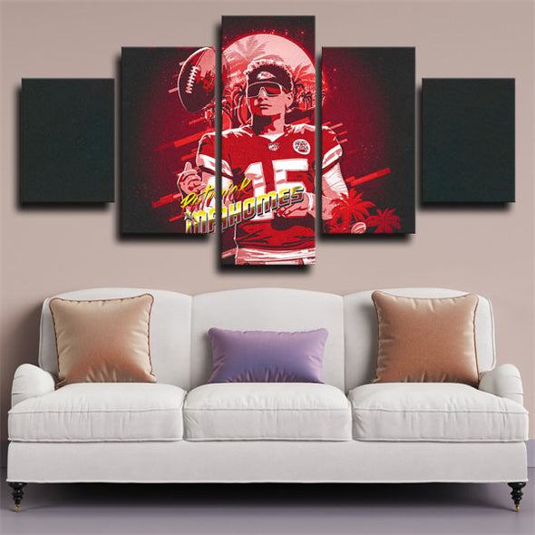 wall canvas 5 piece art prints Kansas City Chiefs Mahomes decor picture-34 (3)